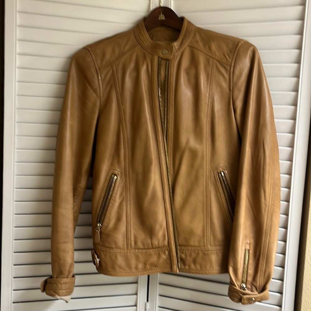 Massimo Dutti brown leather jacket